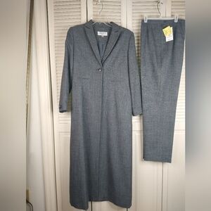 Gray Women's Maxi Coat and Pants Set